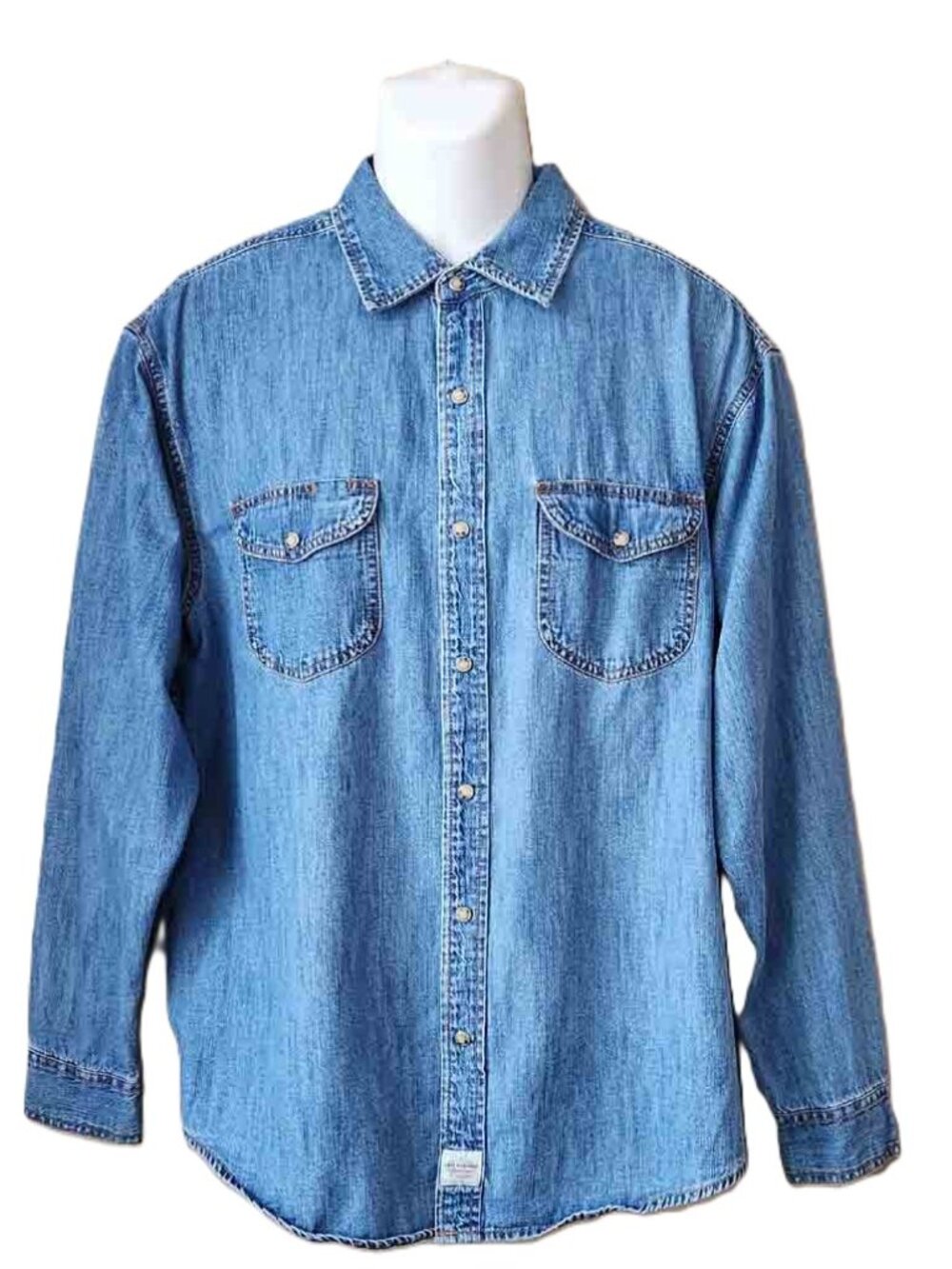 Levi Strauss Signature Denim Shirt Blue Snap Front Men's Size Large